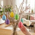 Ovos de favo de mel para pendurar decoração de papel ovos de páscoa coloridos 6cm 6 unidades | Floristik24.pt