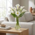 Copo-de-leite artificial com estames amarelos, flores decorativas, 35 cm, 10 peças | Floristik24.pt