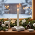 Castiçal em forma de estrela de cerâmica, branco, para velas finas, 12 cm, 2 peças | Floristik24.pt