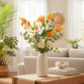 Flor artificial Gloriosa laranja com hastes longas para vasos, 80cm, 3 unidades. | Floristik24.pt
