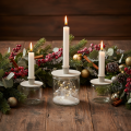 Castiçais redondos cor creme para velas finas, decoração de mesa, 10 cm, 2 peças | Floristik24.pt