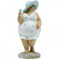 Floristik24 Senhora com chapéu, decoração do mar, verão, figura de banho azul/branco A27cm