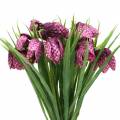 Floristik24 Flores do tabuleiro de xadrez Fritillaria roxo artificial 29cm 6pcs