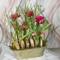 Floristik24 Vaso de flores decoração de primavera tigela de metal oval com alças vintage 28×15cm