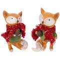 Floristik24 Raposa decorativa com cachecol e pinha, 10 cm, 2 peças