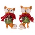 Raposa decorativa com cachecol e pinha, 10 cm, 2 peças | Floristik24.pt