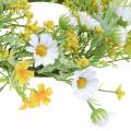 Floristik24 Grinalda de flores com anêmonas de madeira brancas, amarelas Ø30cm