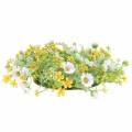 Floristik24 Grinalda de flores com anêmonas de madeira brancas, amarelas Ø30cm