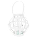 Floristik24 Lanterna de jardim, metal e vidro, suporte para vela suspenso, branca, Ø18,5 cm