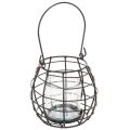 Floristik24 Lanterna de jardim, metal preto com luz de vento, Ø14cm A12,5cm