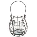 Lanterna de jardim, metal preto com luz de vento, Ø14cm A12,5cm | Floristik24.pt