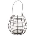 Floristik24 Lanterna de jardim com suporte de vela de vidro, preta, Ø20cm, A18,5cm