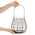 Lanterna de jardim com suporte de vela de vidro, preta, Ø20cm, A18,5cm | Floristik24.pt