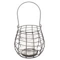Lanterna de jardim com suporte de vela de vidro, preta, Ø20cm, A18,5cm | Floristik24.pt