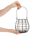 Lanterna de jardim com alça, preta, suporte de vela em vidro, Ø17cm, A15cm | Floristik24.pt