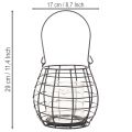 Lanterna de jardim com alça, preta, suporte de vela em vidro, Ø17cm, A15cm | Floristik24.pt