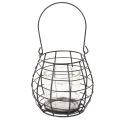 Lanterna de jardim com alça, preta, suporte de vela em vidro, Ø17cm, A15cm | Floristik24.pt