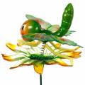 Floristik24 Tampão decorativo borboleta e flor com molas de metal verde, laranja Alt.70cm