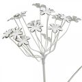 Floristik24 Flor plug de jardim, decoração de jardim, plugue de planta feito de metal branco chique gasto, prata L52cm Ø10cm 2pcs
