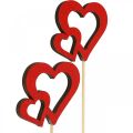 Floristik24 Flor plug coração madeira vermelho decoração romântica 6cm 24pcs