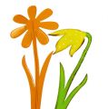 Floristik24 Plugue de jardim flor de metal laranja, amarelo 47 cm 4 unidades