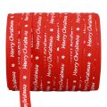 Floristik24 Fita para presente vermelha &quot;Feliz Natal&quot; algodão 10mm 100m