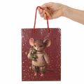 Sacola de presente com estampa de ratinho e estrelas para o Natal, 24 cm, 2 unidades | Floristik24.pt