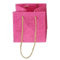Floristik24 Sacos para presentes com alças de papel rosa amarelo verde têxtil aparência 10,5 cm 12 unidades