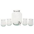 Floristik24 Dispensador de Bebidas em Vidro com Torneira e Conjunto de 4 Copos, 25,5 cm