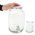 Dispensador de Bebidas em Vidro com Torneira e Conjunto de 4 Copos, 25,5 cm | Floristik24.pt
