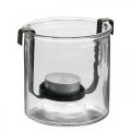 Floristik24 Lanterna de vidro com suporte para castiçal metal preto Ø9×10cm