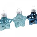 Floristik24 Mini decorações para árvores de Natal misturam vidro azul, glitter sortido 4 cm 12 unidades