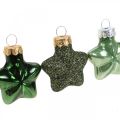 Floristik24 Mini decorações para árvores de Natal misturam decorações de Natal de vidro verde sortidas 4 cm 12 unidades