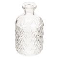 Floristik24 Garrafa de vidro com padrão de diamante, garrafa decorativa, vaso, pequena, 13 cm, 6 peças