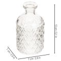 Garrafa de vidro com padrão de diamante, garrafa decorativa, vaso, pequena, 13 cm, 6 peças | Floristik24.pt
