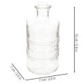 Garrafa de vidro com padrão, cilíndrica, transparente, vaso decorativo, 15 cm, conjunto de 6 peças | Floristik24.pt