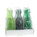 Floristik24 Vaso para garrafa de vidro Ø5cm Alt.16cm verde / cinza 6 unidades