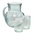 Floristik24 Jarro de vidro com copos, conjunto de bebidas para servir transparente azulado A20cm/11,5cm 5 peças