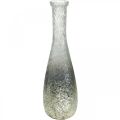 Floristik24 Vaso de flores de vidro, vaso de mesa de vidro real de dois tons claro, prata H30cm