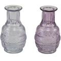 Floristik24 Vasos de vidro mini vasos luz roxo roxo estilo retro H13cm 2 unidades