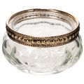 Floristik24 Castiçais de vidro para velas pequenas com aro decorativo de metal, 6 cm, conjunto de 4 peças