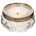 Castiçais de vidro para velas pequenas com aro decorativo de metal, 6 cm, conjunto de 4 peças | Floristik24.pt