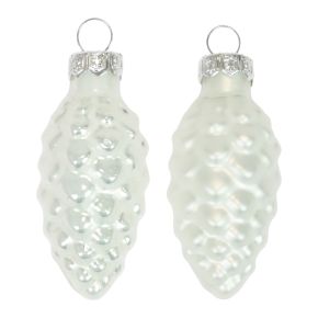 Cones de vidro decorações de Natal vidro branco Ø2,5cm 6cm 10 unidades