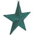 Floristik24 Glitter star set deco hanger e scatter decoração esmeralda, verde claro 9cm/5cm 18 peças