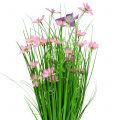 Floristik24 Ramo de grama com flores e borboletas rosa 70cm