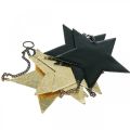 Floristik24 Pingente de estrela de decoração de natal ouro preto 5 estrelas 78cm