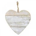 Floristik24 Coração de madeira, coração decorativo para pendurar, coração deco branco 20cm