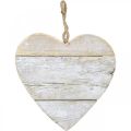 Floristik24 Coração de madeira, coração decorativo para pendurar, decoração coração branco 24cm