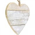 Floristik24 Coração de madeira, coração decorativo para pendurar, decoração coração branco 24cm