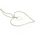 Floristik24 Coração decorativo para pendurar, decoração para pendurar coração de metal dourado 10,5 cm 6 peças